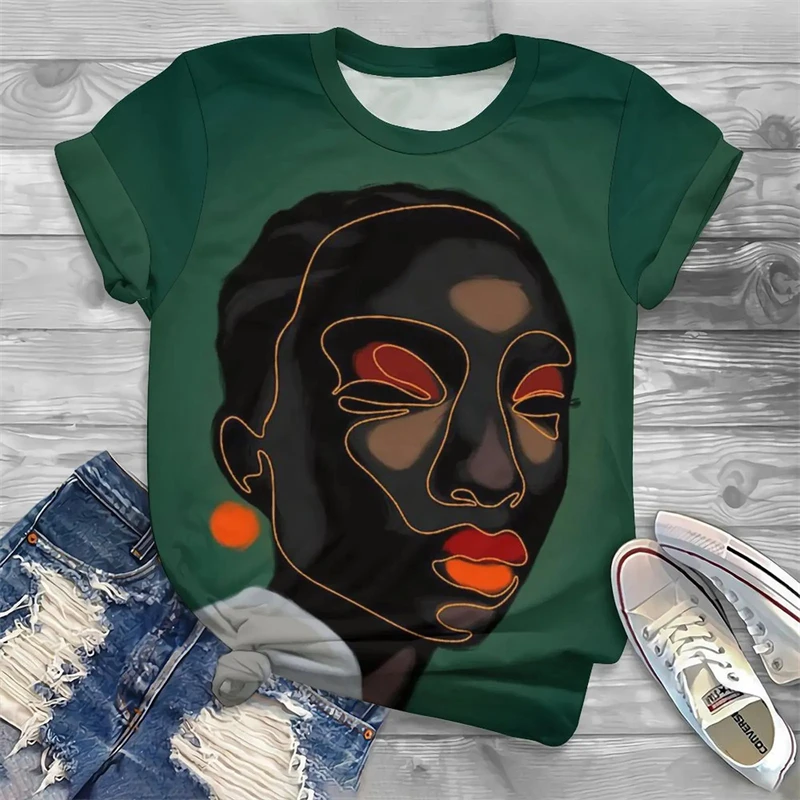 Fashion Women's T-Shirts Funny 3D Print Tops Short Sleeve T Shirt Summer Kawaii Africa Graphic Tees Loose Oversized Clothing