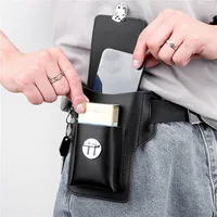 Ensemble de sacs pour téléphone portable en cuir, sac banane pour hommes, clé verticale, site de travail d'été pour hommes portant une ceinture autour du sac de taille. 2