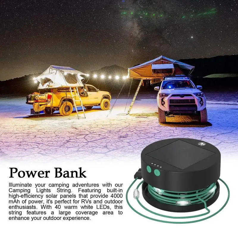 

Гирлянда на солнечной батарее, яркий светильник для наружной палатки, портативный внешний светильник на солнечной батарее, внешний аккумулятор для пешего туризма, кемпинга, двора