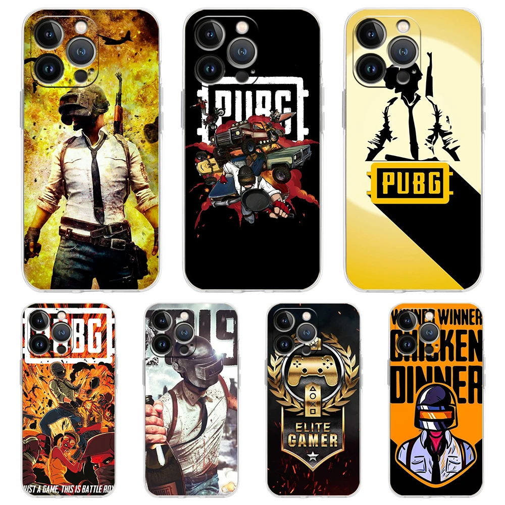 Spiel Pubg Fall für iPhone 16 15 14 13 12 Pro Max Abdeckung transparent weich für iPhone 11 Pro Max 7 8 plus xs xr Shell Capas Tasche TPU