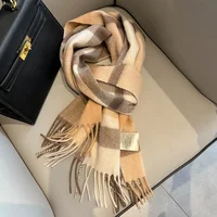 Pure Wool Plaid Scarf Unisex Autumn Winter Warmth Fashionable Cashmere Turtleneck Scarf for Men And Women in Various Colors