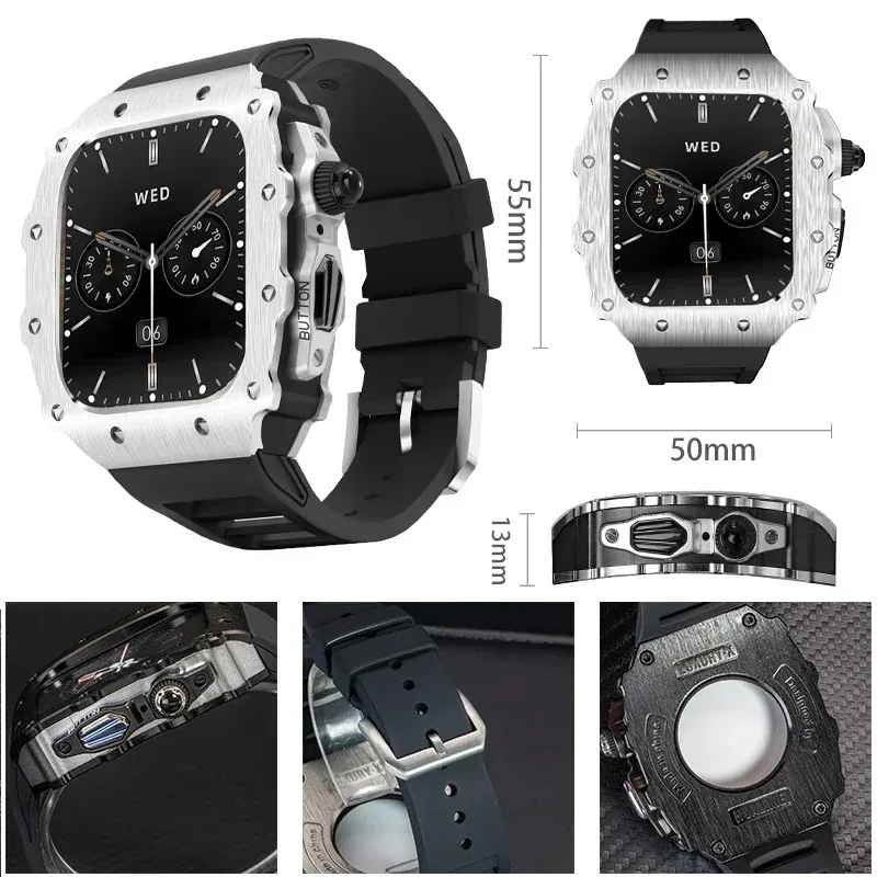 Luxury Apple Watch Enhancement Kit - Premium Silicone Strap & Stainless Steel Case