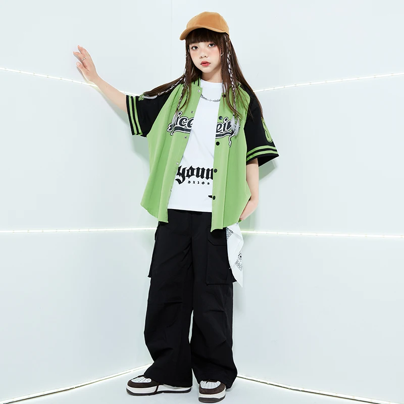 Hip Hop Boys Ballroom Baseball Jacket Cargo Pants Girls Streetwear Coat Children Jazz Clothes Sets Kids Street Dance Costume