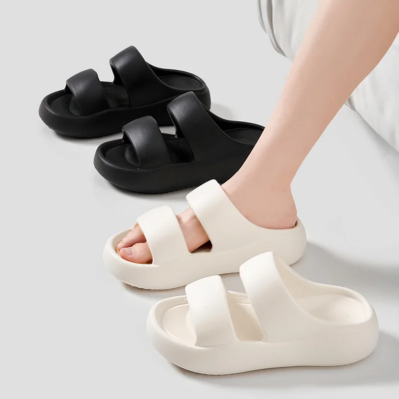 New Thick Bottom Cloud Slippers Women Comfort Soft Sole Eva Platform Sandals Woman Summer Double Strap Non Slip Beach Slippers 4