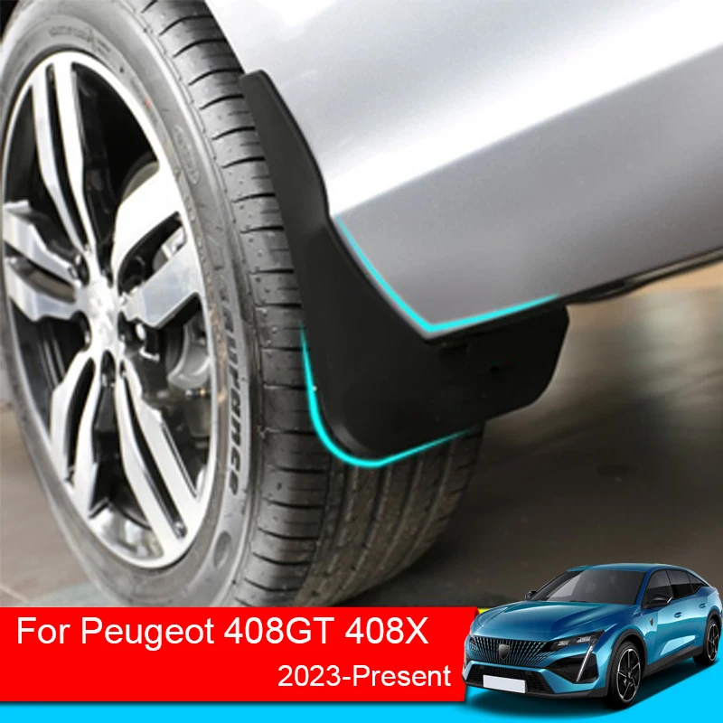 

4PCS For Peugeot 408 GT 408 X 2023-2025 ABS Car Mudflaps Mudguards Fender Splash Guards Mud Flaps External Auto Accessories