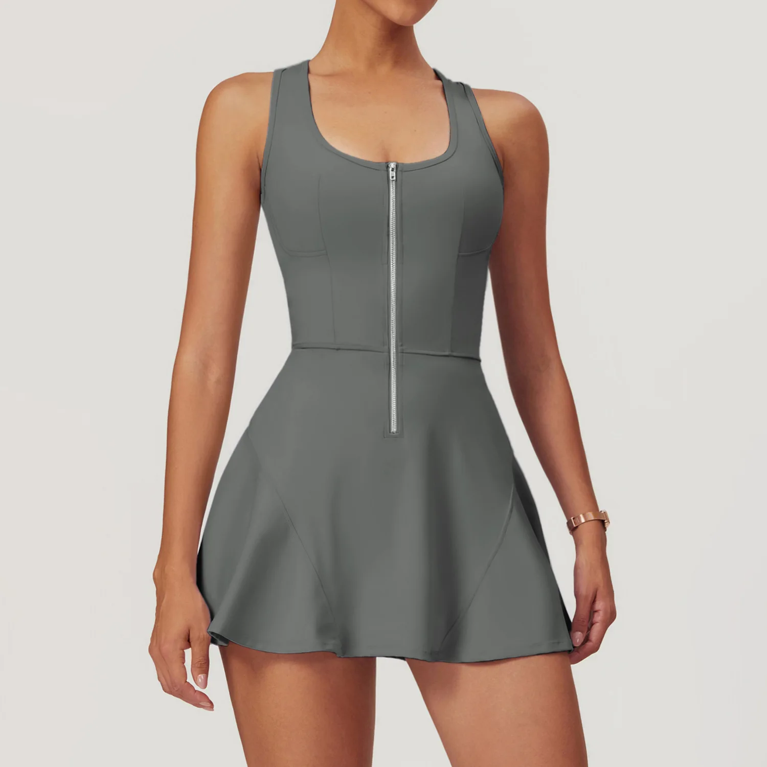 Gym Workout Set, Yoga Set, Fitness Set, Fitness Jumpsuit, Sportswear Set, Fitness One Piece Wear, Sports Set | Zipper Sleeveless Yoga Bodysuit Women's Jumpsuits Skirt Yoga Set Gym Clothes Push-up Workout Tracksuit Dance Fitness Bodysuit