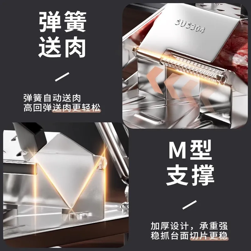 GIANXI Mutton Roll Slicer Machine Stainless Steel Meat Slicer Beef Thin Slice Frozen Meat Household Barbecue Hot Pot Cooking food slicer