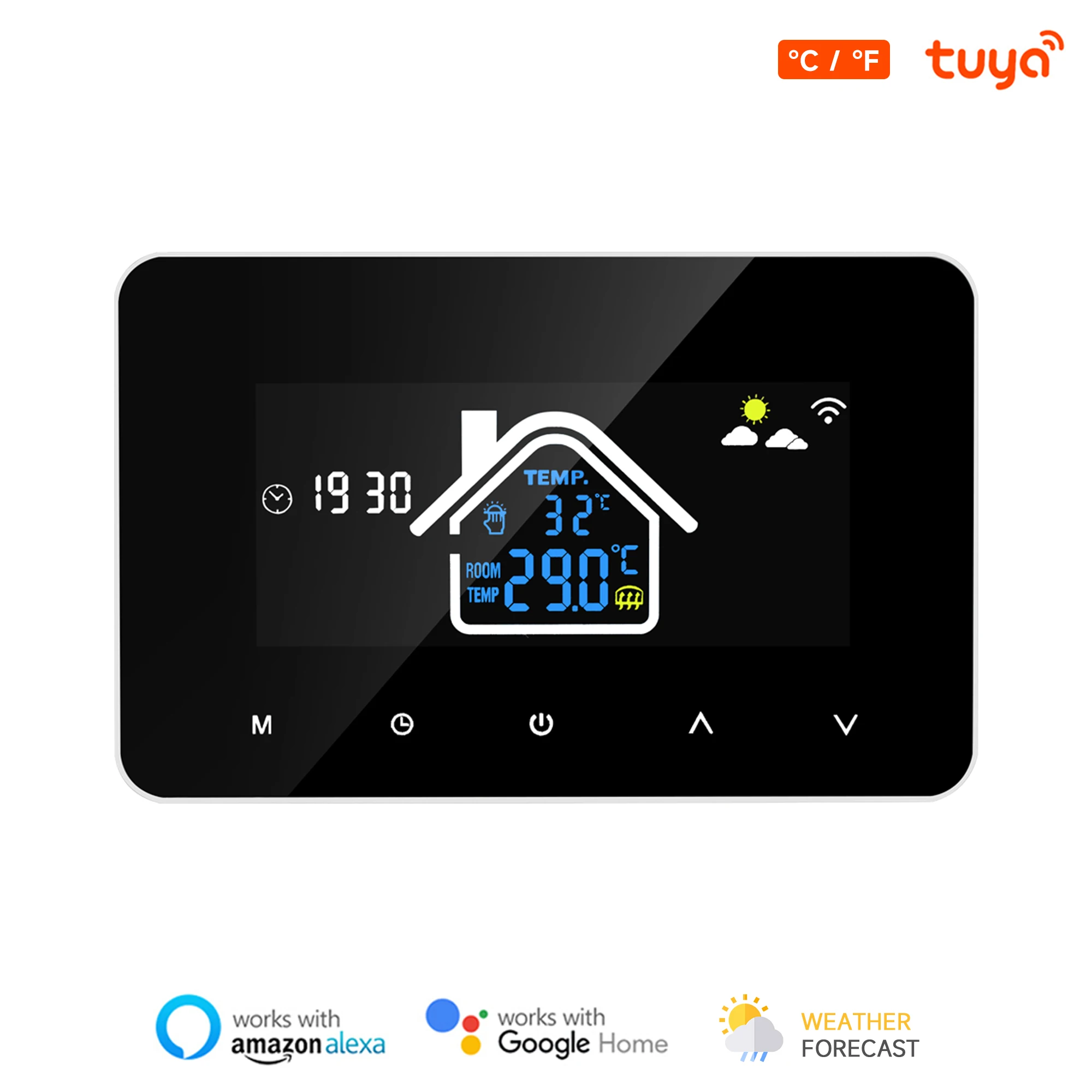 Tuya WiFi Smart Thermostat Temperature Controller Electric Floor Heating  Water Heating LCD Display for Alice Alexa Google Home