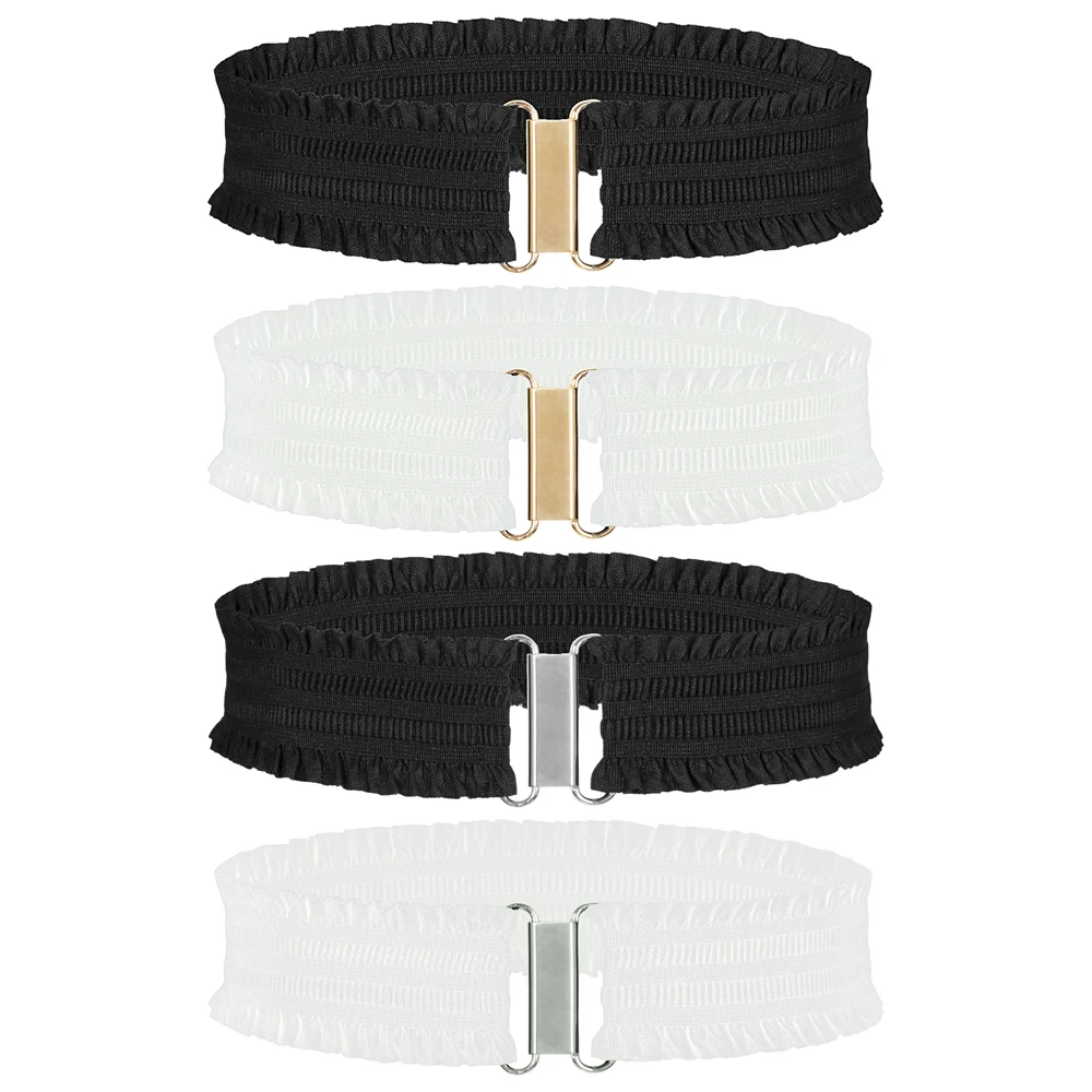 

SISHION Ruffles Black White Elastic Waist Belt TCS456 Plus Size Fashion Women Belts for Dresses
