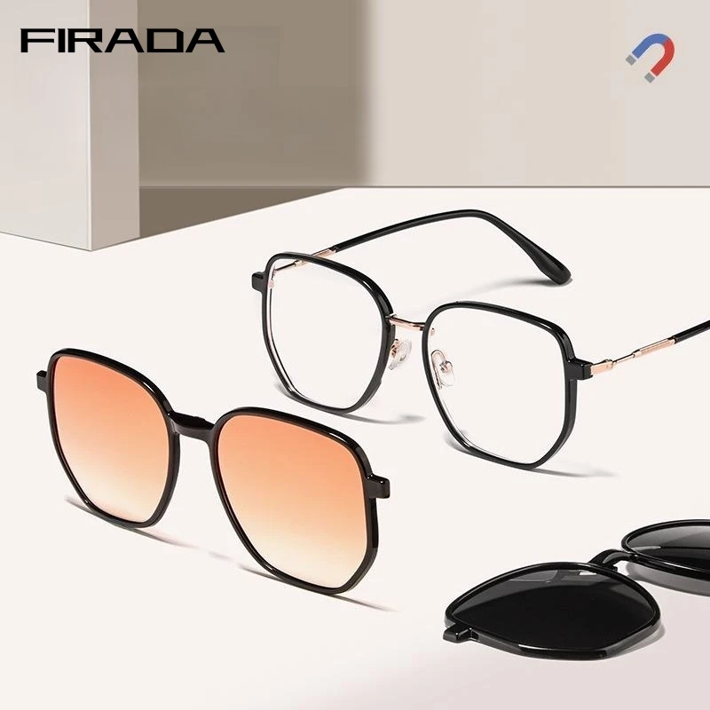 Firada Modedesign Brillen Vintage quadratische polarisierte Magnet Brillen Brillen rahmen für Männer Frauen tp18147y