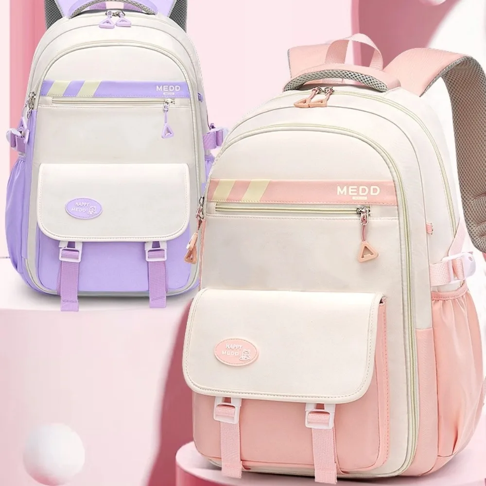 Large Capacity School Bag Lightweight Waterproof Shoulder Backpack Stress Relief Double Strap Bag Junior And High School Girls 5