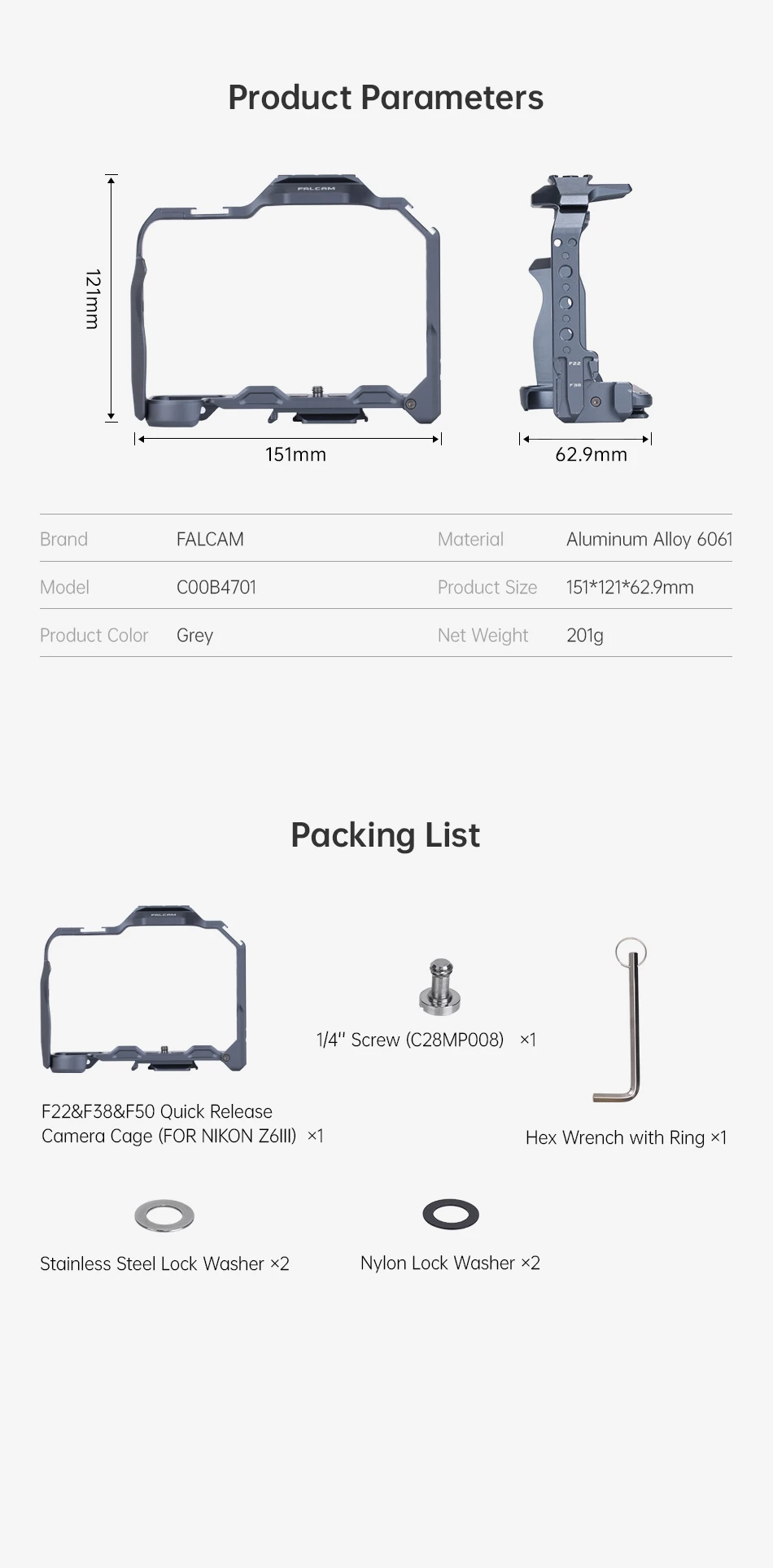 FALCAM F22 Quick Release for Nikon Z6 III Z6 Mark 3 Cage Kit Expansion Accessori