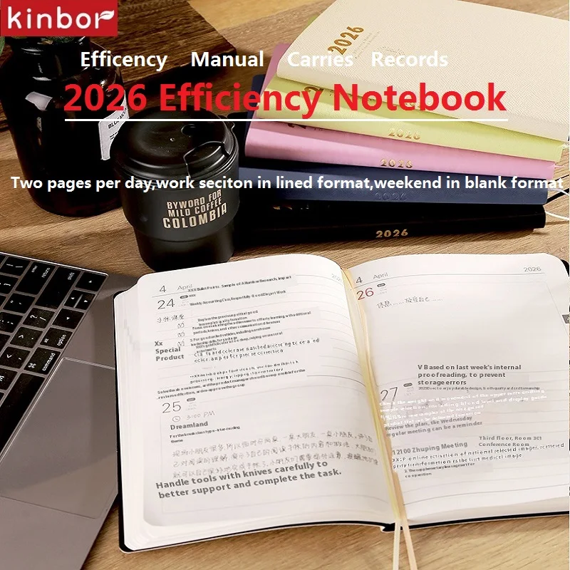 Kinbor Soft PU A5 Weekly Planner Notebook for Efficient Time Management