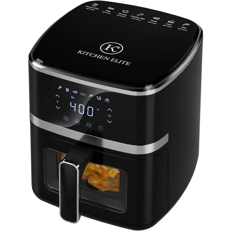 Air Fryer Oven 5.28 Qt,7-in-1 Digital Display Compact Cooker with Easy View Windows,Space-saving,non-stick pan 6