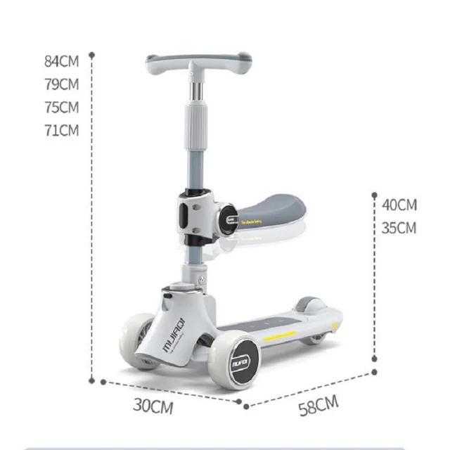 Scooter Children's Three-in-one Scooter Can Sit and Slide One-key Folding 2-12 Children's Outdoor Sports Portable Scooter 6