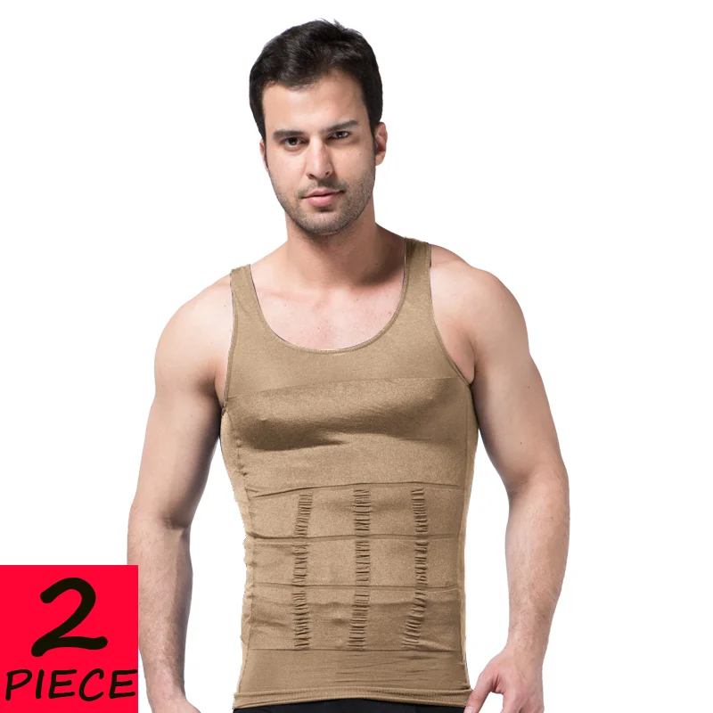 ALLTOOALL 2PC Men's Slimming Body Shapewear Corset Vest Shirt Compression Abdomen Tummy Control Slim Waist Underwear Tops