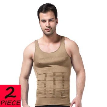 ALLTOOALL 2PC Men's Slimming Body Shapewear Corset Vest Shirt Compression Abdomen Tummy Control Slim Waist Underwear Tops