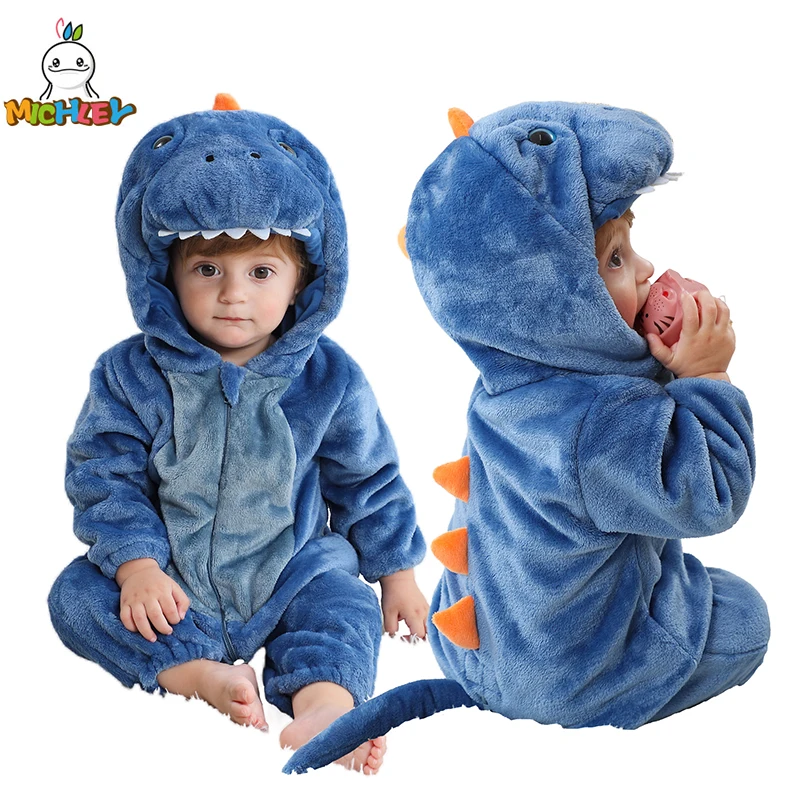 

MICHLEY NEW Halloween Dinosaur Baby Winter Costume Rompers Clothes Cute Cartoon Jumpsuit Bodysuits Overall Unicorn For Girl Boy