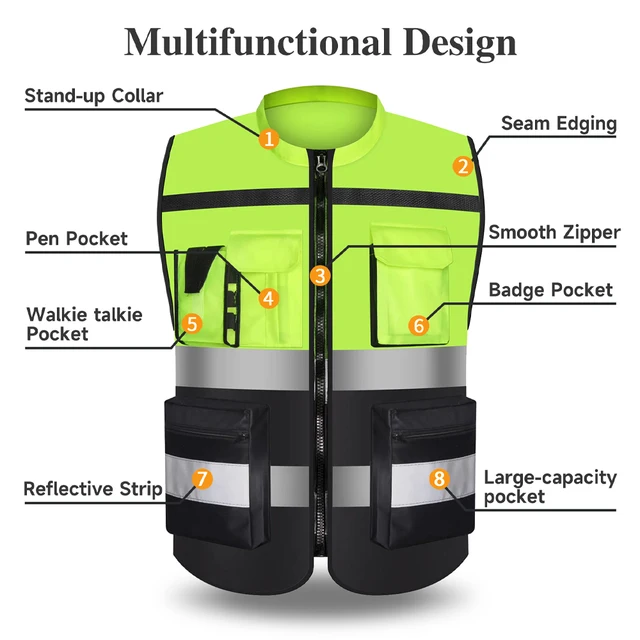 Custom LOGO Reflective Safety Vest High Visibility