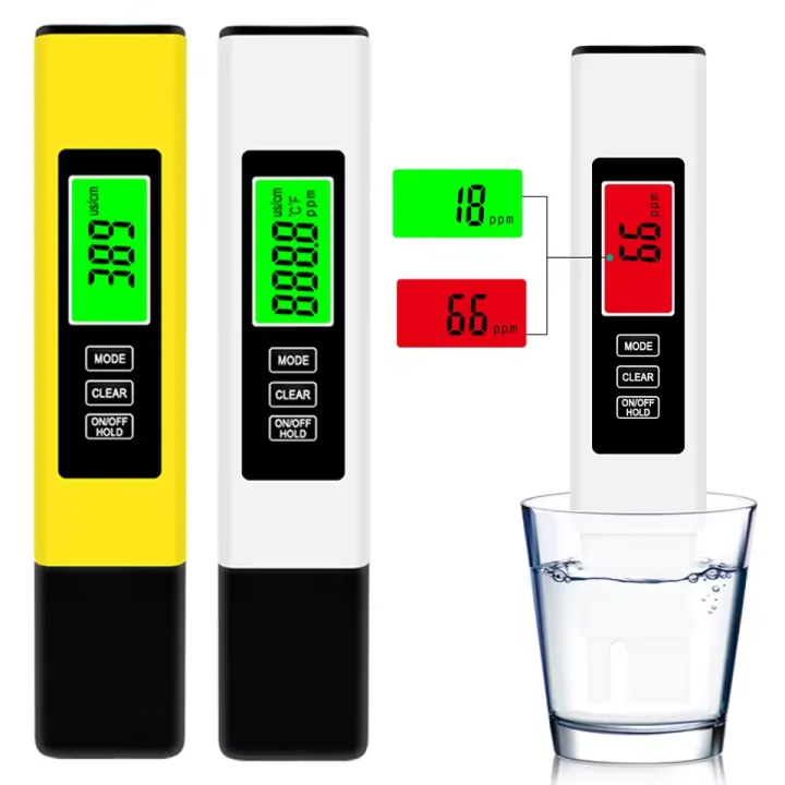 4 in 1 Digital Water Tester TDS EC Meter 0-9990 PPM Water Quality Tester LCD Temperature Meter for Pools Drinking Water Aquarium