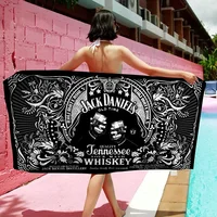 J-Jack-Daniels Whisky Pattern Beach Towel Colorful Bath Towels for Girl Quick Dry Custom Sand Free Beach Yoga Spa Gym Pool 2