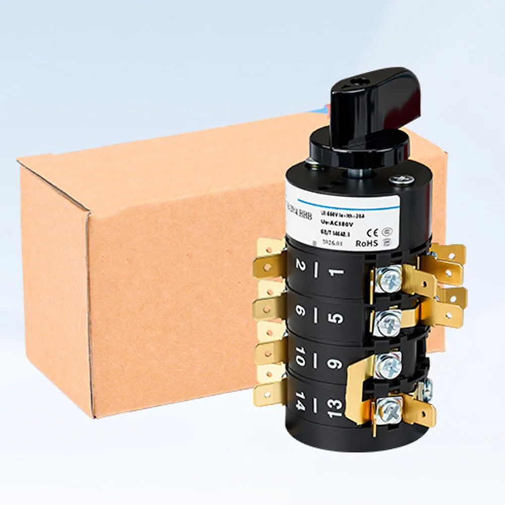 산업용 제어 회로용 7 위치 4 섹션 로터리 캠 스위치 HZ5B-20/4 AC380V 20A 난연성 쉘
