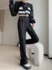 Black Flared Pants for Petite Women with a High Waist and Slimming Effect Elastic Waisted Casual Elastic Micro Flared Pants 6