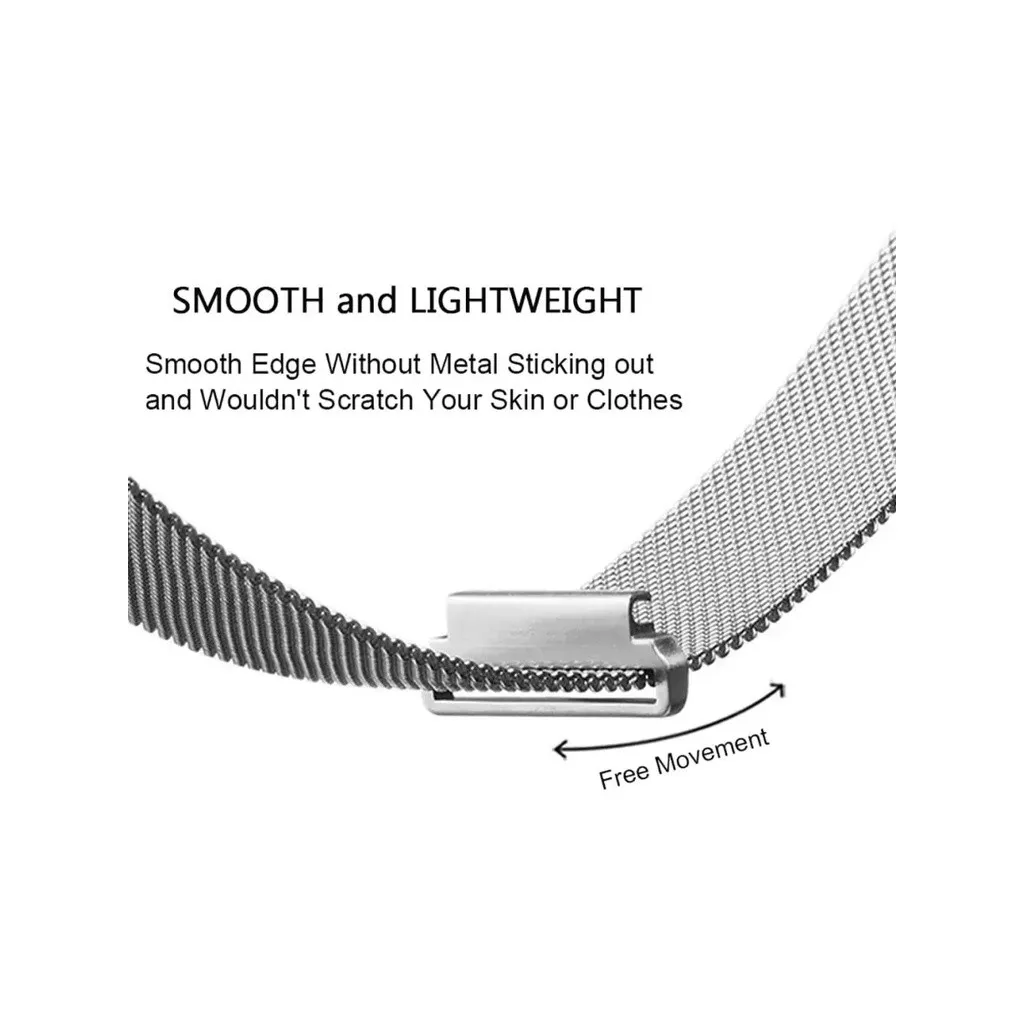 Elegant Milanese Stainless Steel Smartwatch Band, Adjustable Strap (18-22mm)