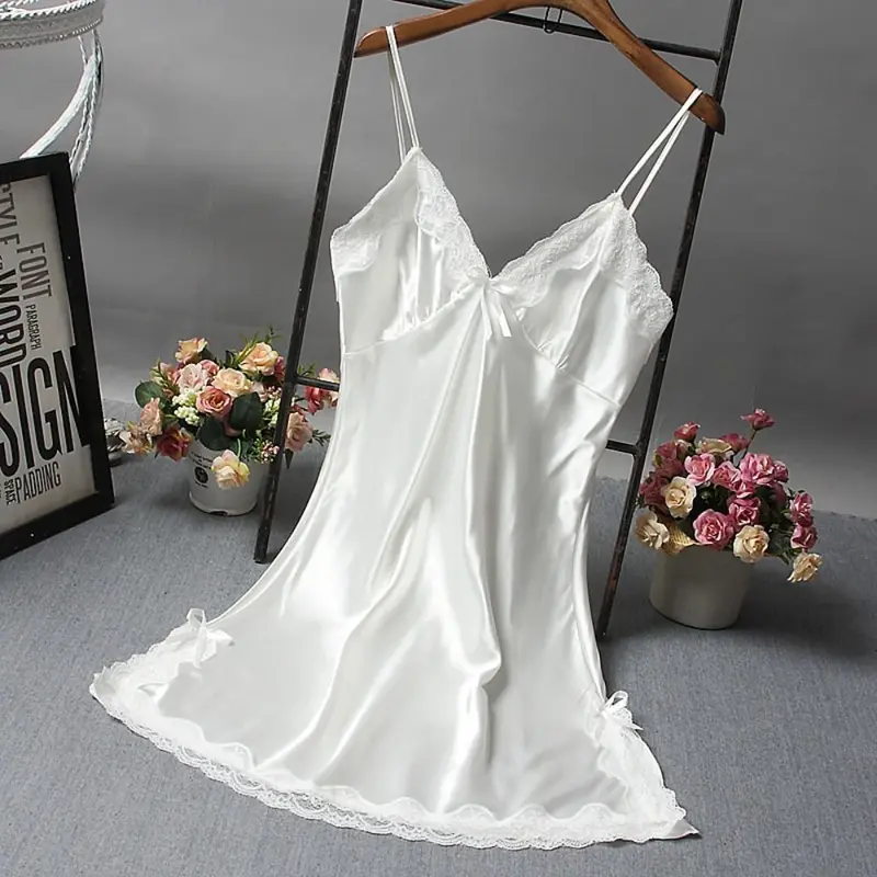 Sexy Lace Patchwork Camisola Lingerie Nighty Wedding Dress Sleep Wear...