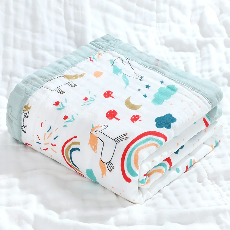 Coperta per neonati 110x110 cm con 6 strati di garza di puro cotone, classe A, morbida coperta per bambini