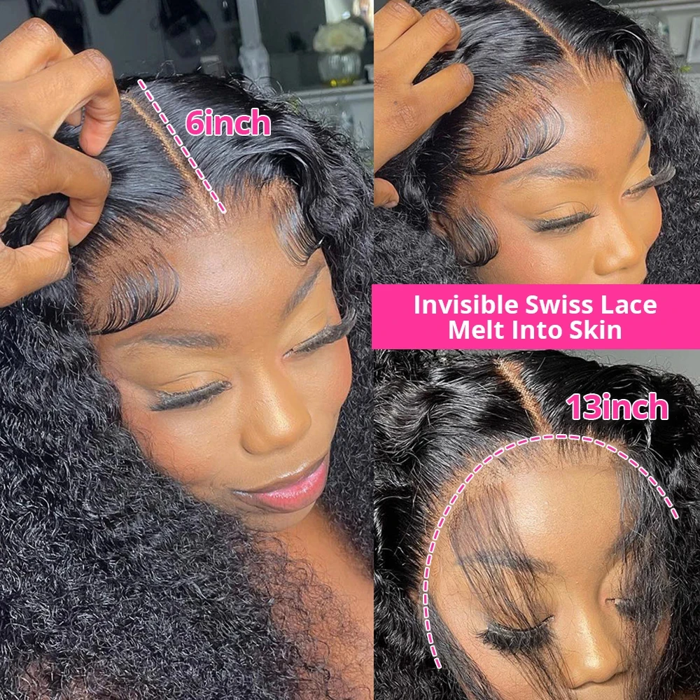 250 Density Water Wave 13X6 13X4 Hd Transparent Lace Deep Wave Frontal Wigs Pre Plucked Human Hair Curly Wigs For Black Women 4