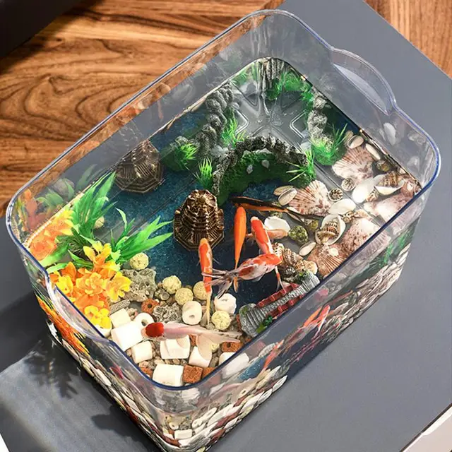 Beginner Fish Tank Stackable Transparent Cube Tank Small Fish Bowl For Temporary Space Turtle Tanks Desktop Aquarium For 2