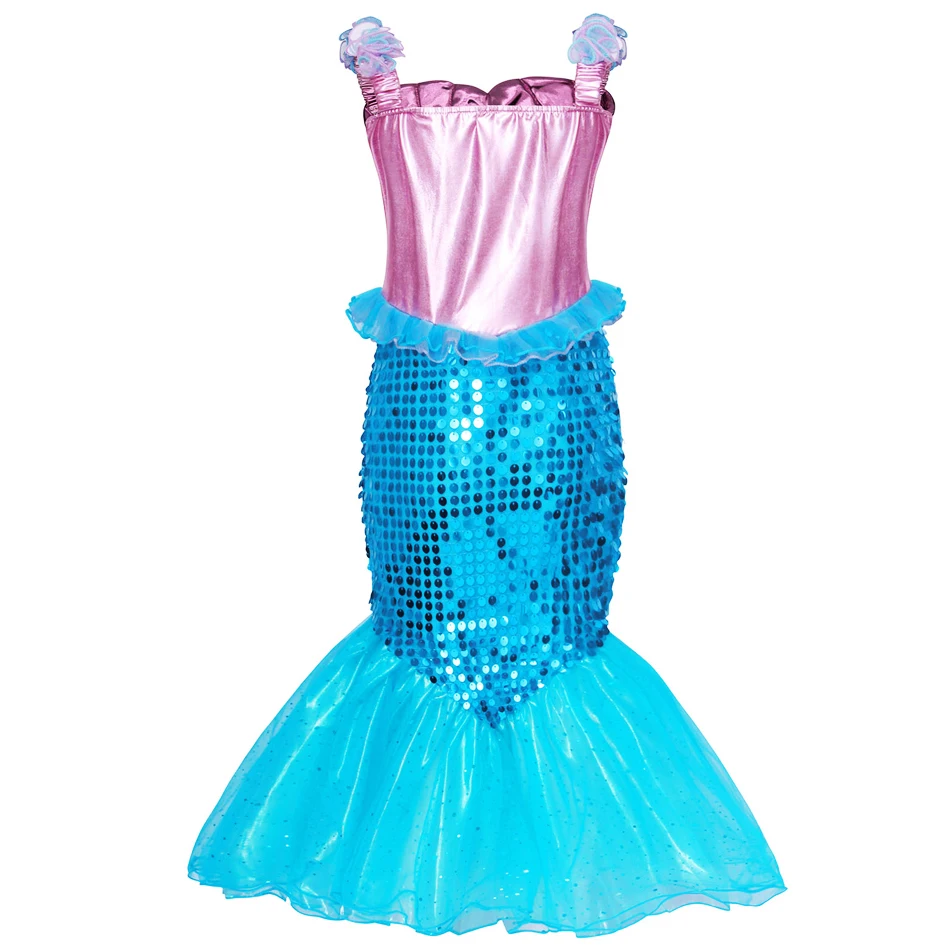 Vestido de sirena para niña, disfraz de princesa con dijes, ropa de fiesta de cumpleaños, Carnaval, Verano