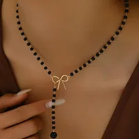 Collier à pampilles en perles noires et blanches pour femmes, ras du cou, cadeau pour ami, vente en gros, livraison directe, nouveau 1
