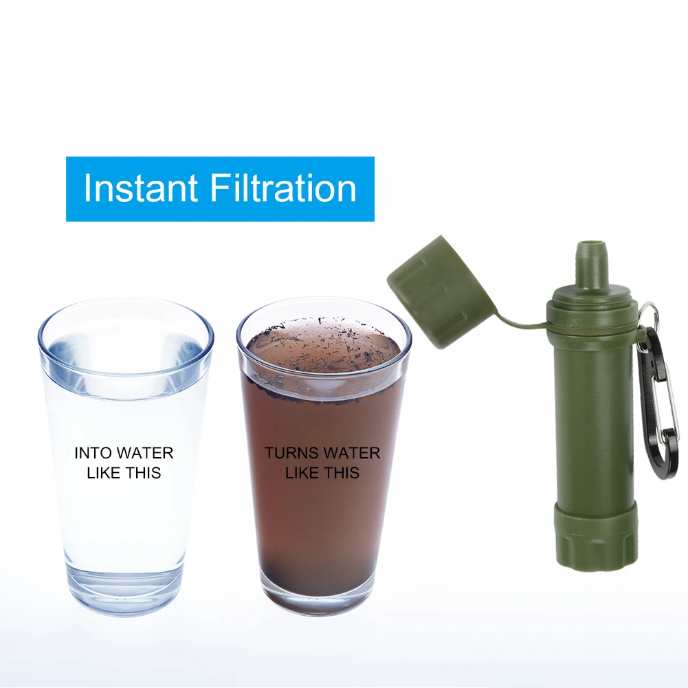 Water Filter Wild Life Emergency Drinking Water Filtering Tools Portable Camping Hiking Life Survival Water Purifier Filter With Straw