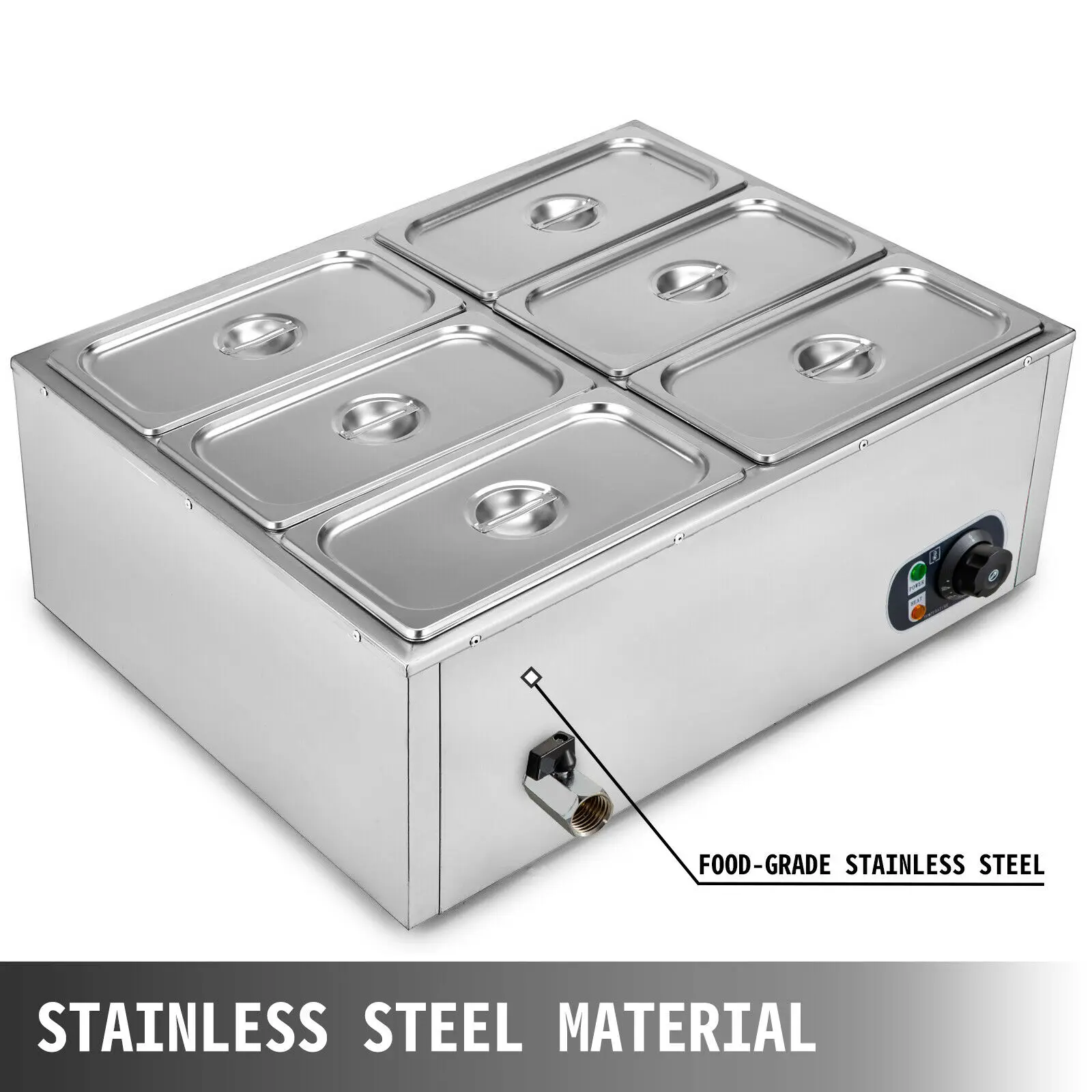 VEVOR  Electric Catering Food Warmer Steam Table 2 3 4 6 Pan Stainless Steel Adjustable Temperature Buffet Restaurant Commercial 3
