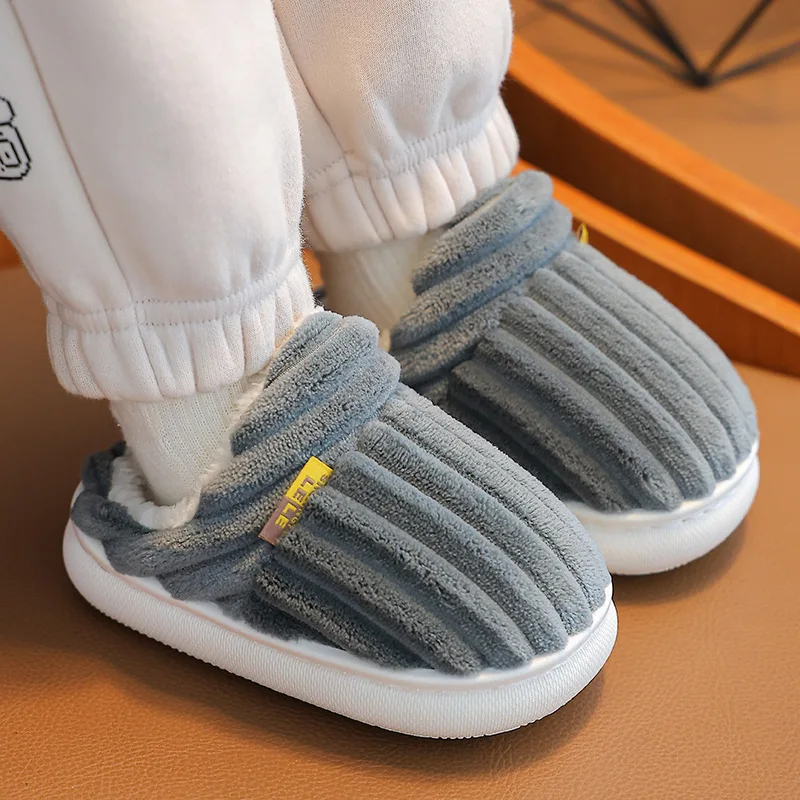 Kids Slippers Children's winter snow boots boys and girls warm cotton shoes heel wrap snow Indoor