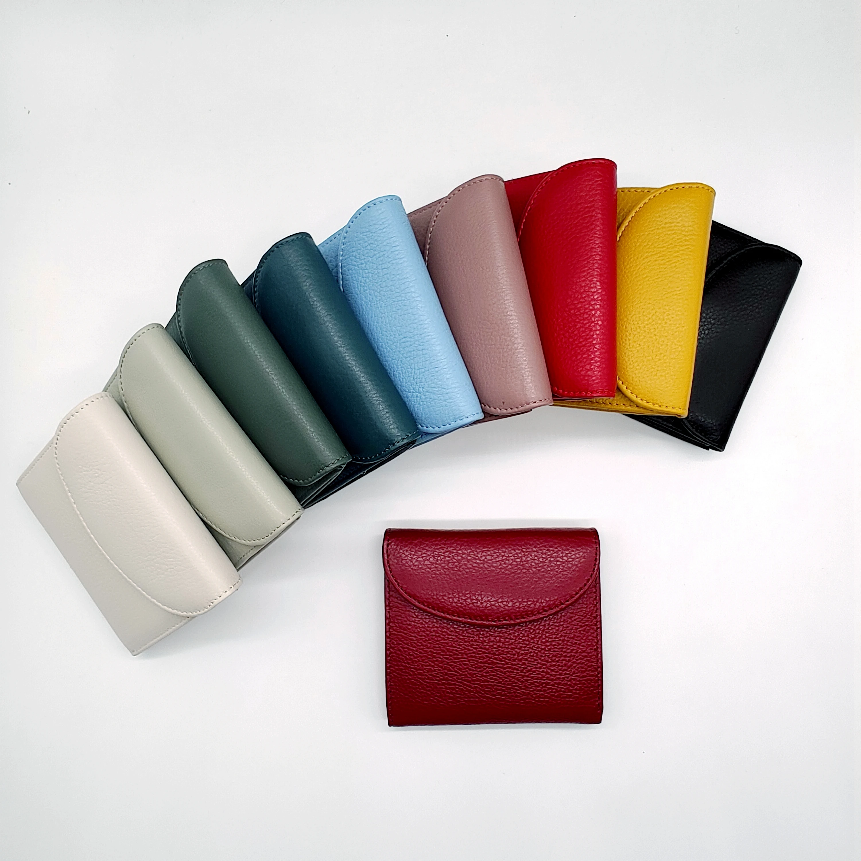 Womens Purses Fashion Flap Over Folded Short Wallet Soft Genuine Cow Leather ID Card Holders Money Coin Purse Gift for Ladies