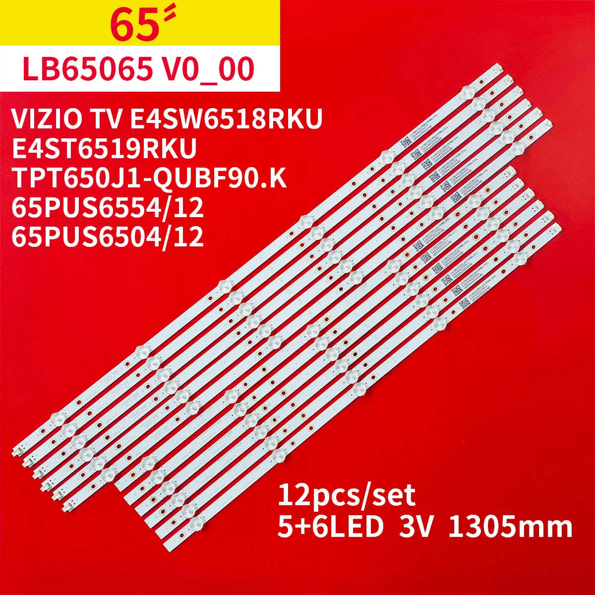 Original 12Pcs/1Set LED Backlight Strip 11 Lamps for VIZIO 65