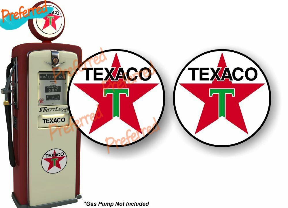 

2x Texaco Gasoline Vintage Gas Pump Decal Service Station Pump Logo Sticker Decals for Your Home, Car, Coolers, and Helmet Decal