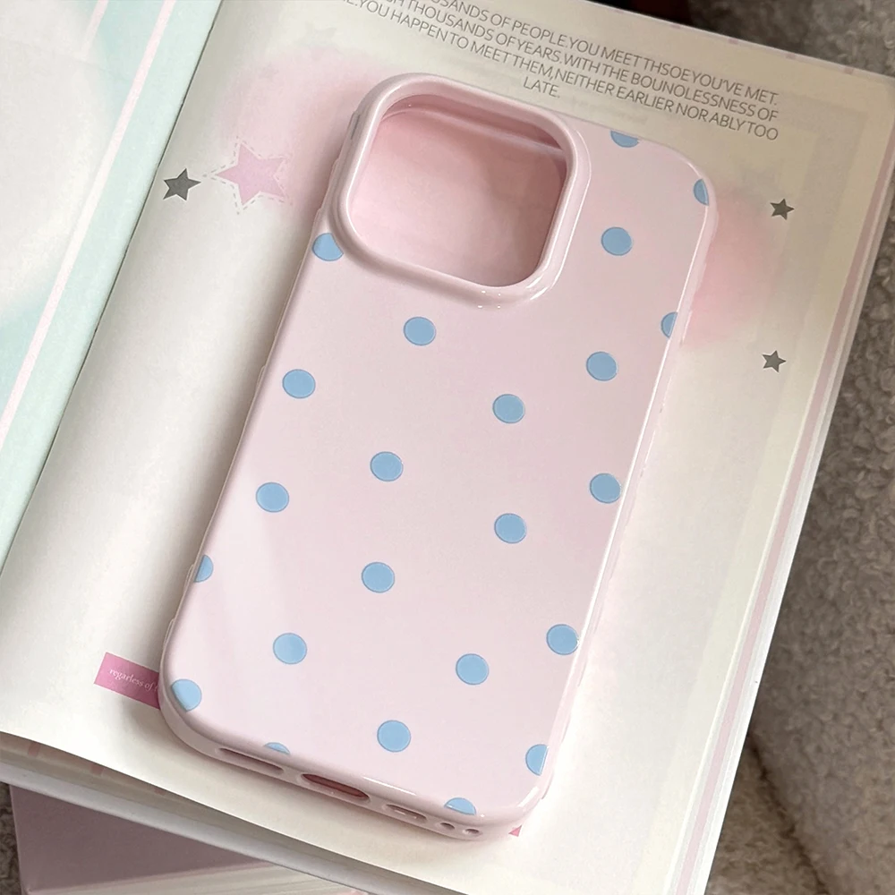 Lovely Polka Dot Candy Pink Soft Phone Case - Korean-Inspired Protective Back Cover