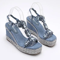 Trendin Mode Women's Velvet High Wedge Sandals 10cm Heel