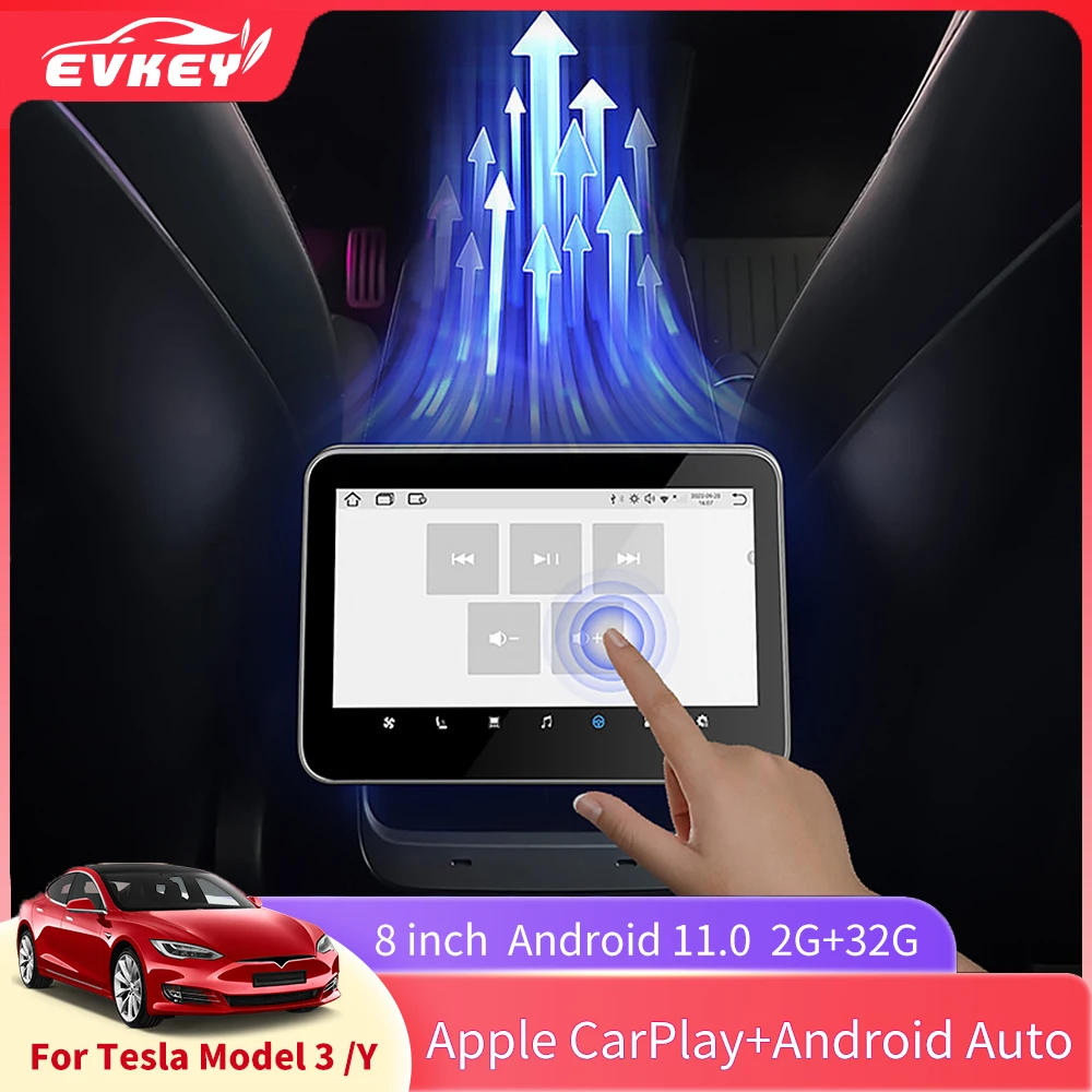 EVKEY 8.0 inch Screen For Tesla Rear Display Panel Android 11.0 Model 3 ...