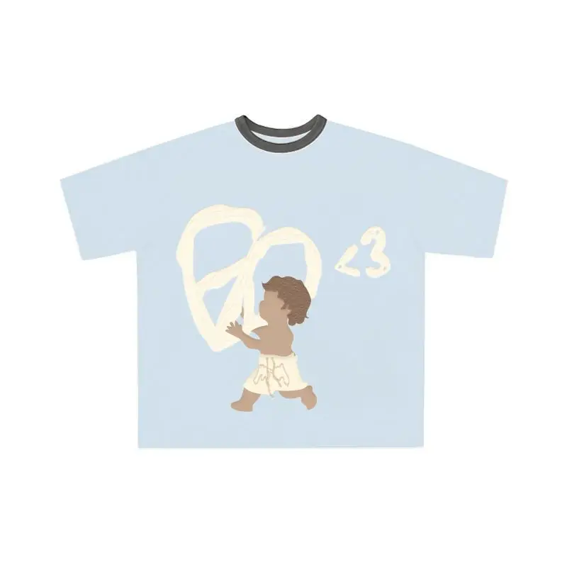 

High Street Aesthetic Angel New Art Men's T-shirt Hip hop Undershirt Summer Top Cotton School Couple Clothes