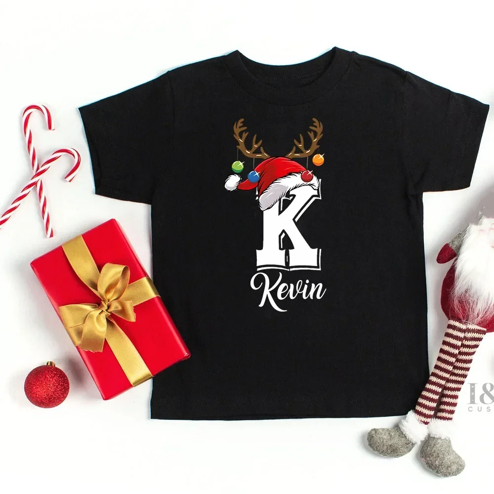 Personalized Christmas Family Matching Clothes Initial with Name Mom Dad Daughter Son T-shirt Baby Bodysuit Xmas Girl Boy Outfit 6
