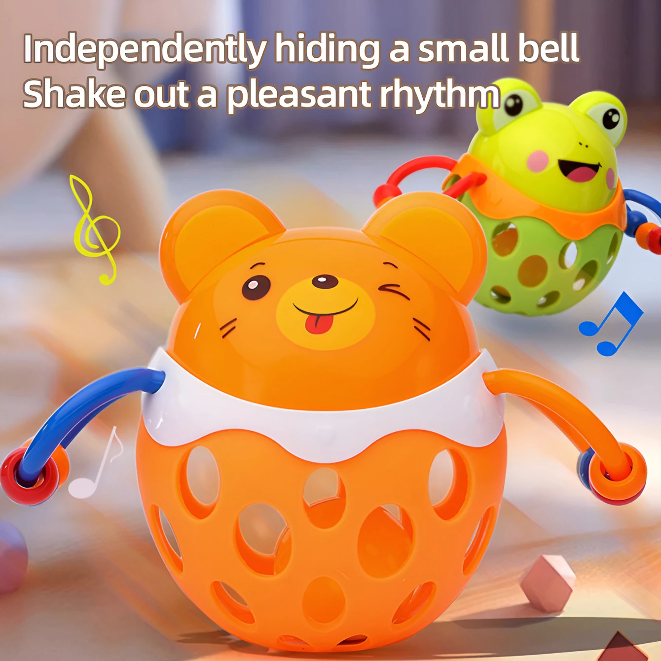 Cartoon animal soft glue pothole player grab ball hand ring tone toy 3