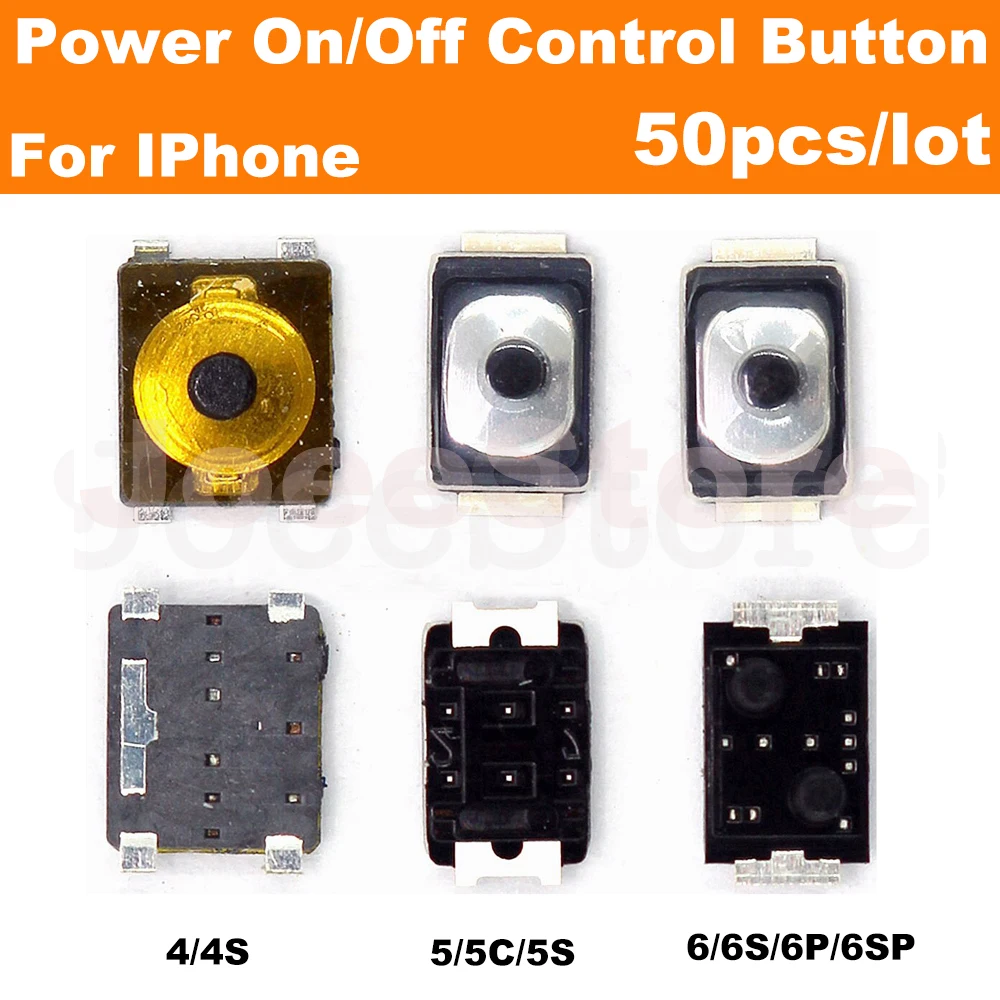 50pcs Power Button Volume On Off Switch Micro Switch Phone Switch Key Power Volume Control Button For iPhone 4 4S 5 5S 5C 6 6S 7 8 Plus X XR XS Max