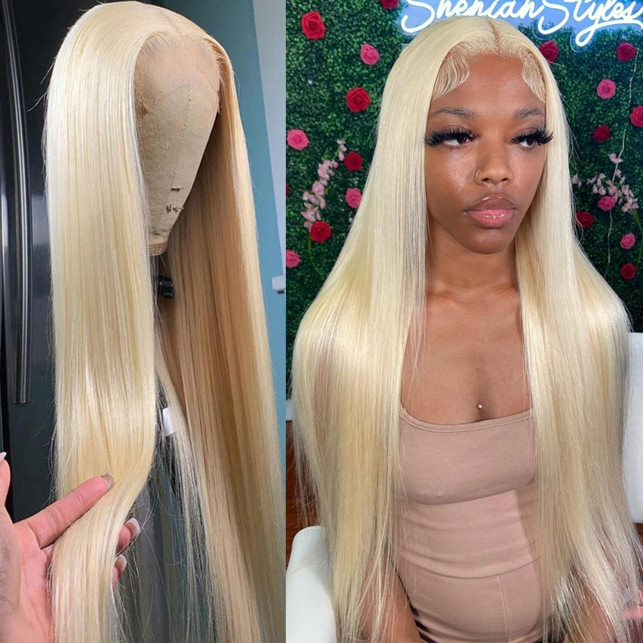 

38 Inch 613 Blonde Straight 13x4 Lace Front Brazilian Human Hair Wigs Brazilian Remy Colored Glueless Lace Frontal Wig for Women