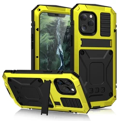 Ultimate 360 - Degree Protective Shockproof Phone Case with Metal Aluminum Bumper Cover - iPhone 12 Mini (YELLOW)