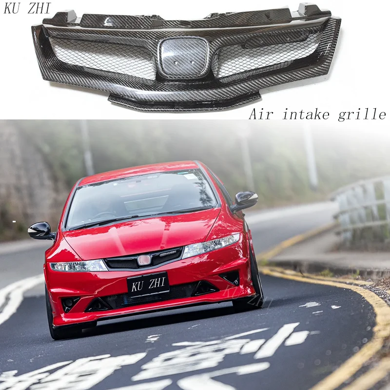 

For Honda Civic FN FK FN2 TYPE R 2006 2007 - 2012 Real Carbon Fiber Front Grille Mu-gen Style FPR(Unpainted) Grilles